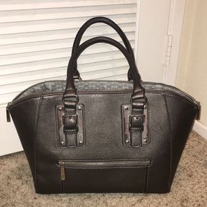 Grey faux leather purse